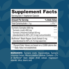 Nature's Wonder Turmeric bottle label with ingredients and serving details