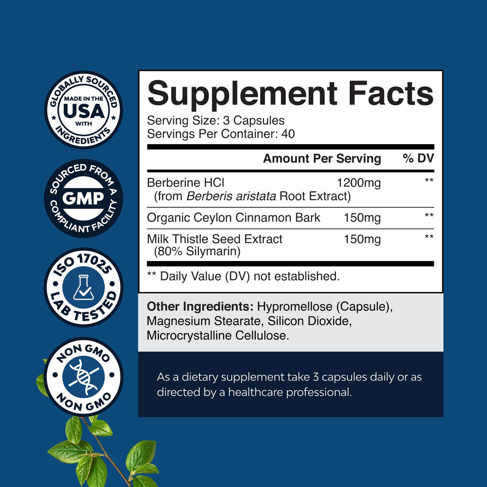 Natures Craft Balancing Berberine 1200mg capsules close-up for easy daily use