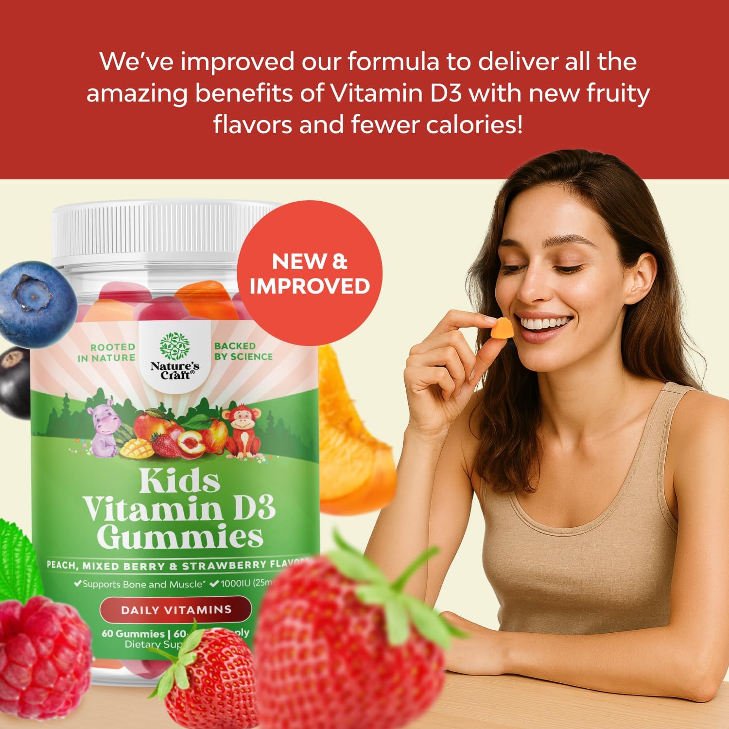 NaturesCraft D3 Gummies for Kids immune support potential flavor boost for picky eaters