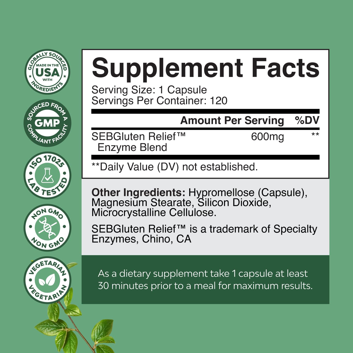 Nature's Craft enzyme tablets close-up highlighting DPP-IV blend for gluten and dairy digestion