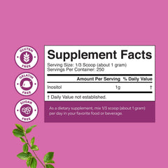 NaturesCraft Inositol Powder scoop demonstrates easy, mess-free dosing.