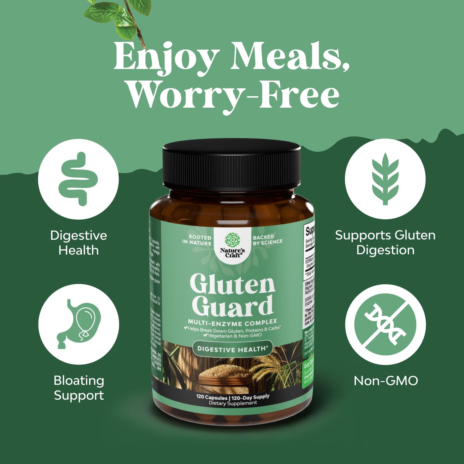 Nature's Craft pre-meal serving guide shown on bottle