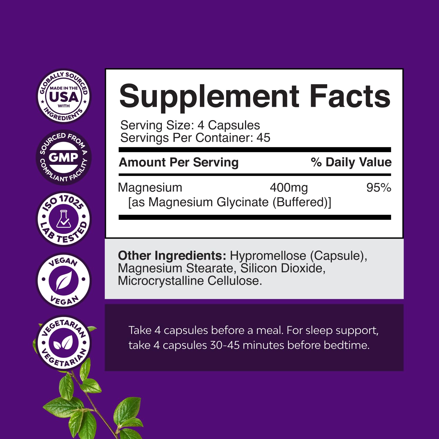 Close-up of Natures Craft magnesium glycinate capsules showing smooth texture.
