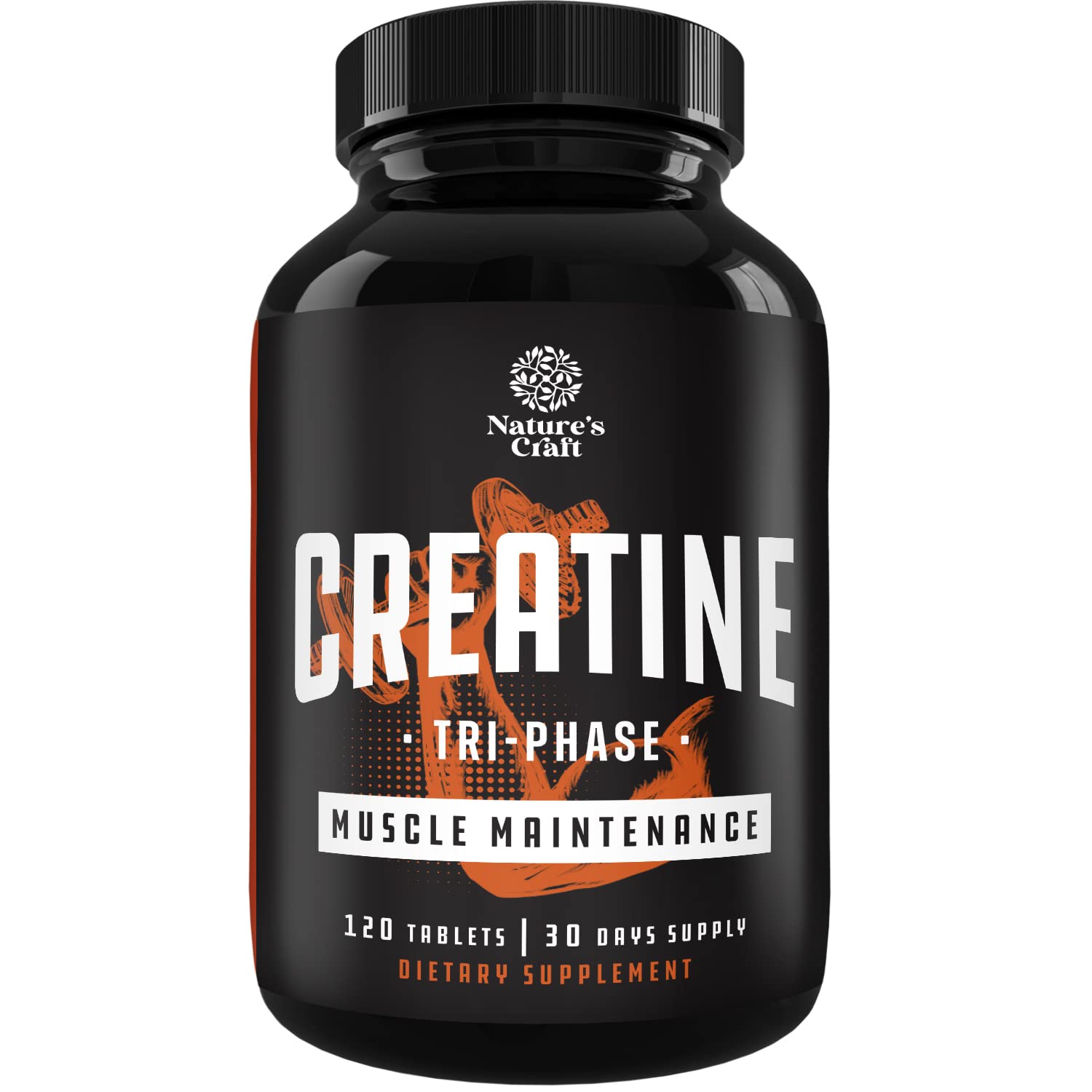 Nature's Craft Tri Phase Creatine tablets bottle for premium workout support