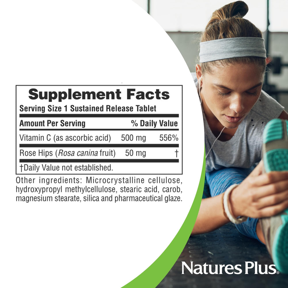 NaturesPlus Vitamin C with Rose Hips label showing 90 servings