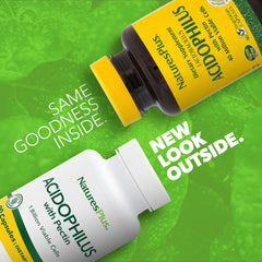 NaturesPlus Acidophilus with Pectin capsules close up reveal 1 billion viable cells.