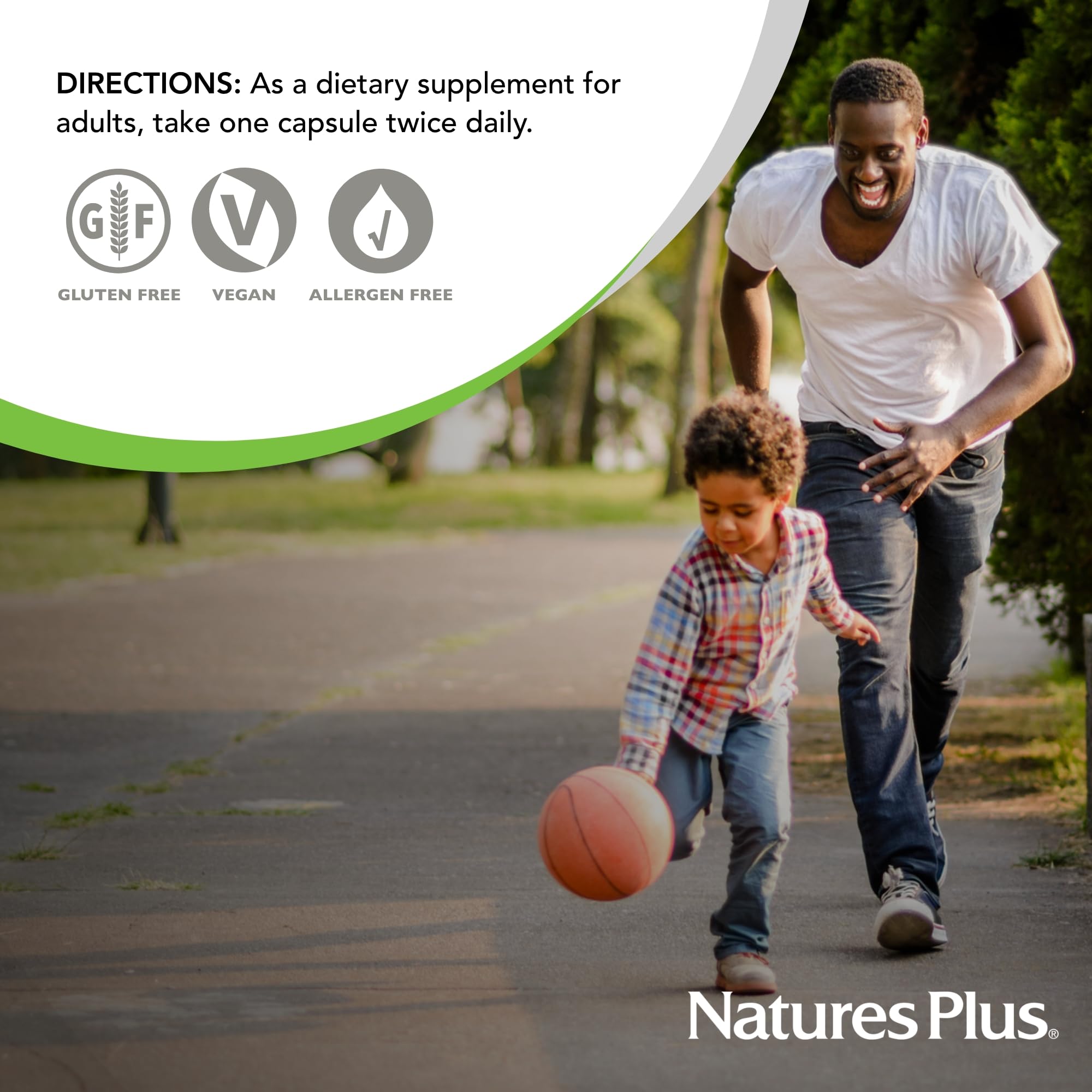 Gluten free symbol signals allergen friendly probiotic option from NaturesPlus.