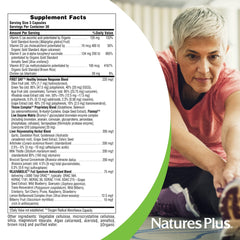 Bottle with 90 capsules displayed beside nutrition facts panel for daily routine