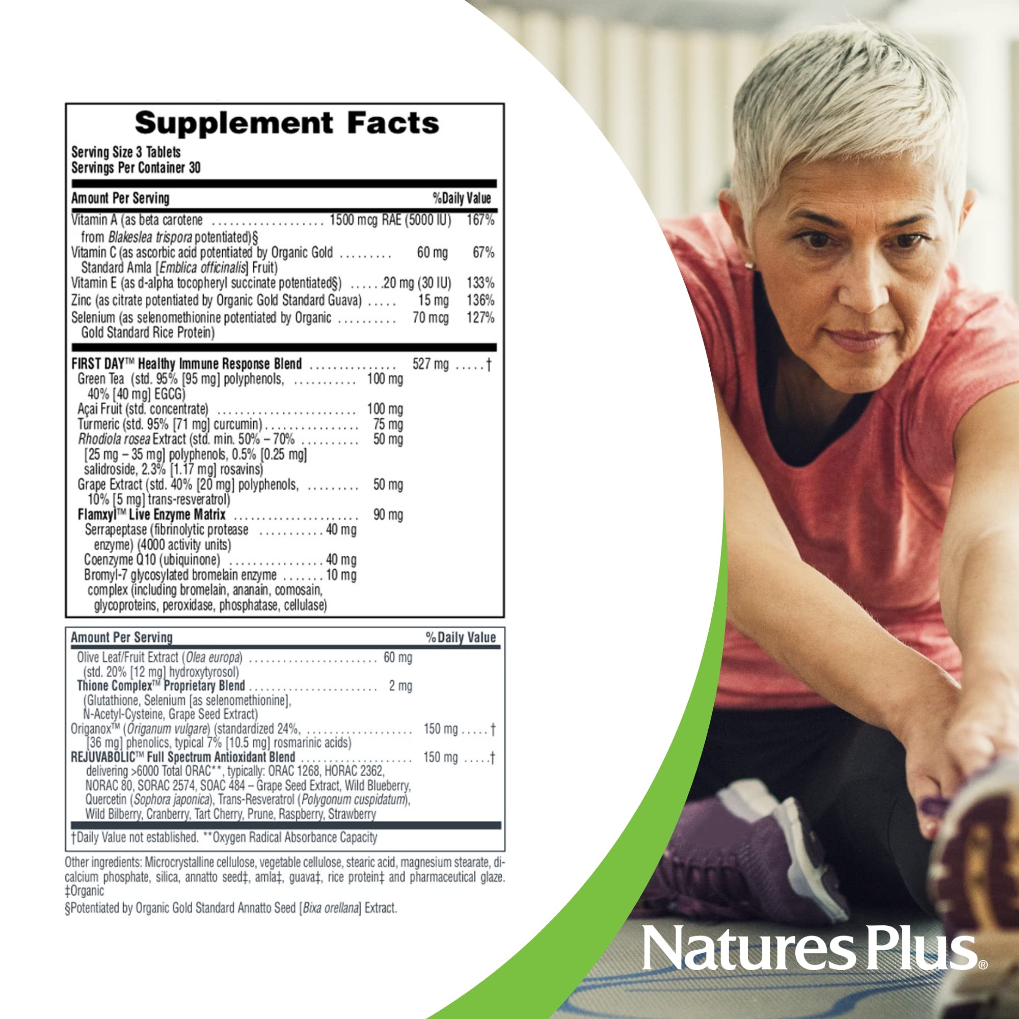 NaturesPlus AgeLoss First Day gluten-free badge for allergen-conscious shoppers.