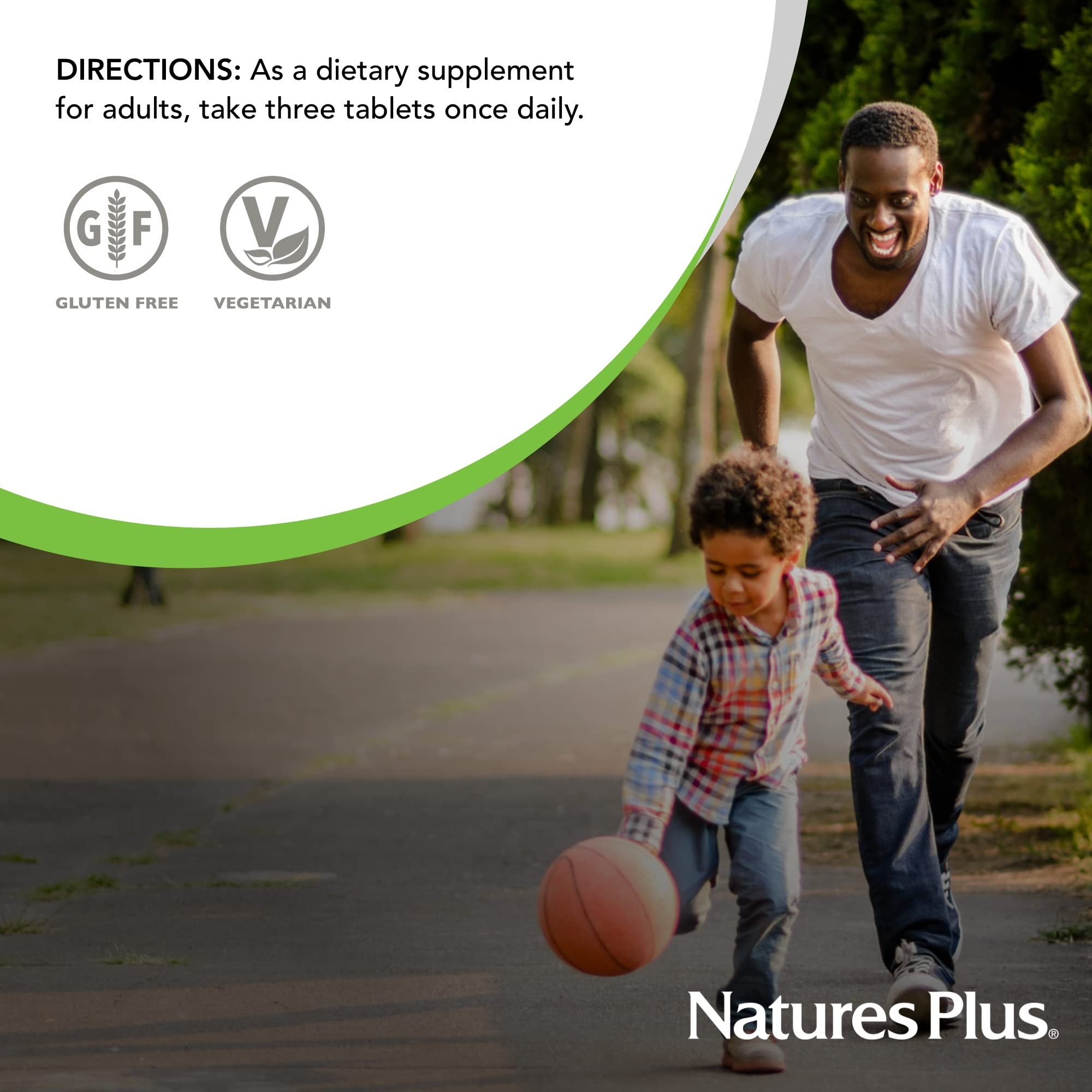 NaturesPlus AgeLoss First Day vegetarian badge indicating plant-based formula.