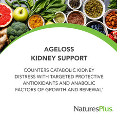 NaturesPlus AgeLoss tablets close-up showing vegetarian capsules for kidney health