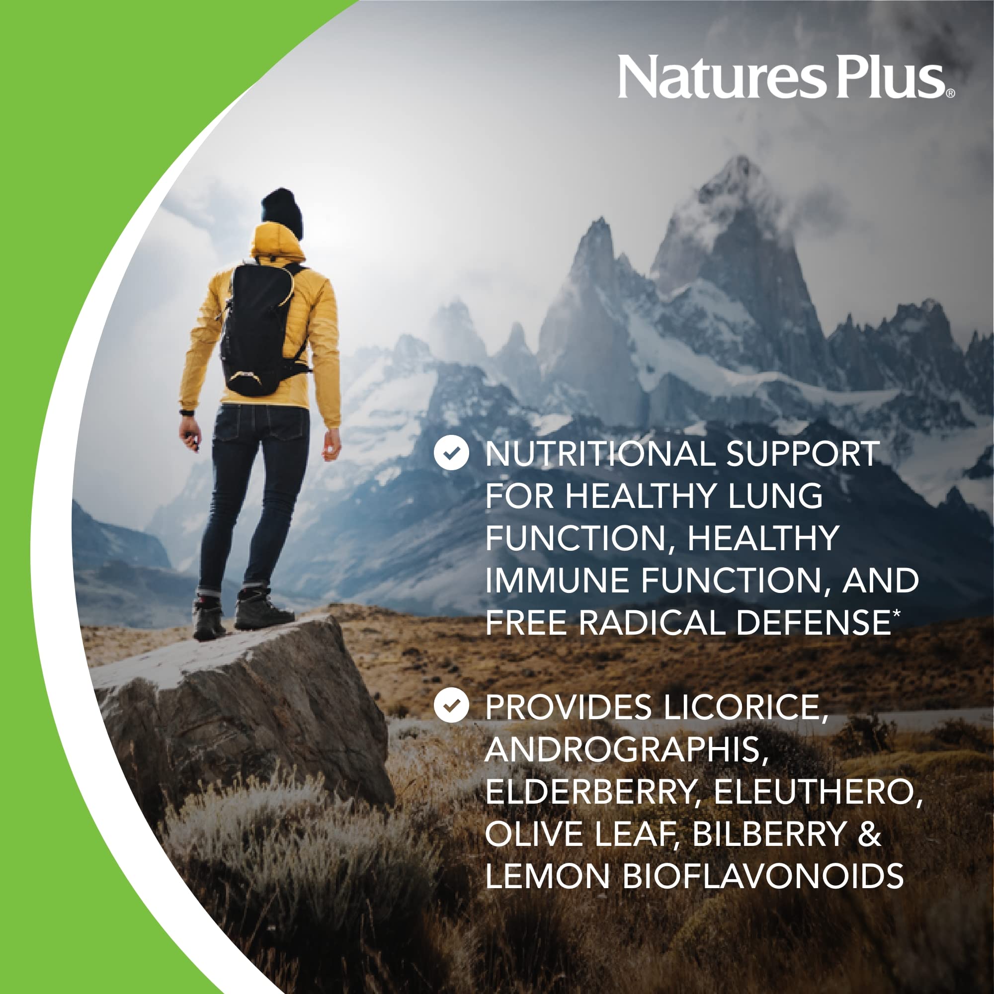 NaturesPlus AgeLoss Lung Support label detailing nutrition facts.