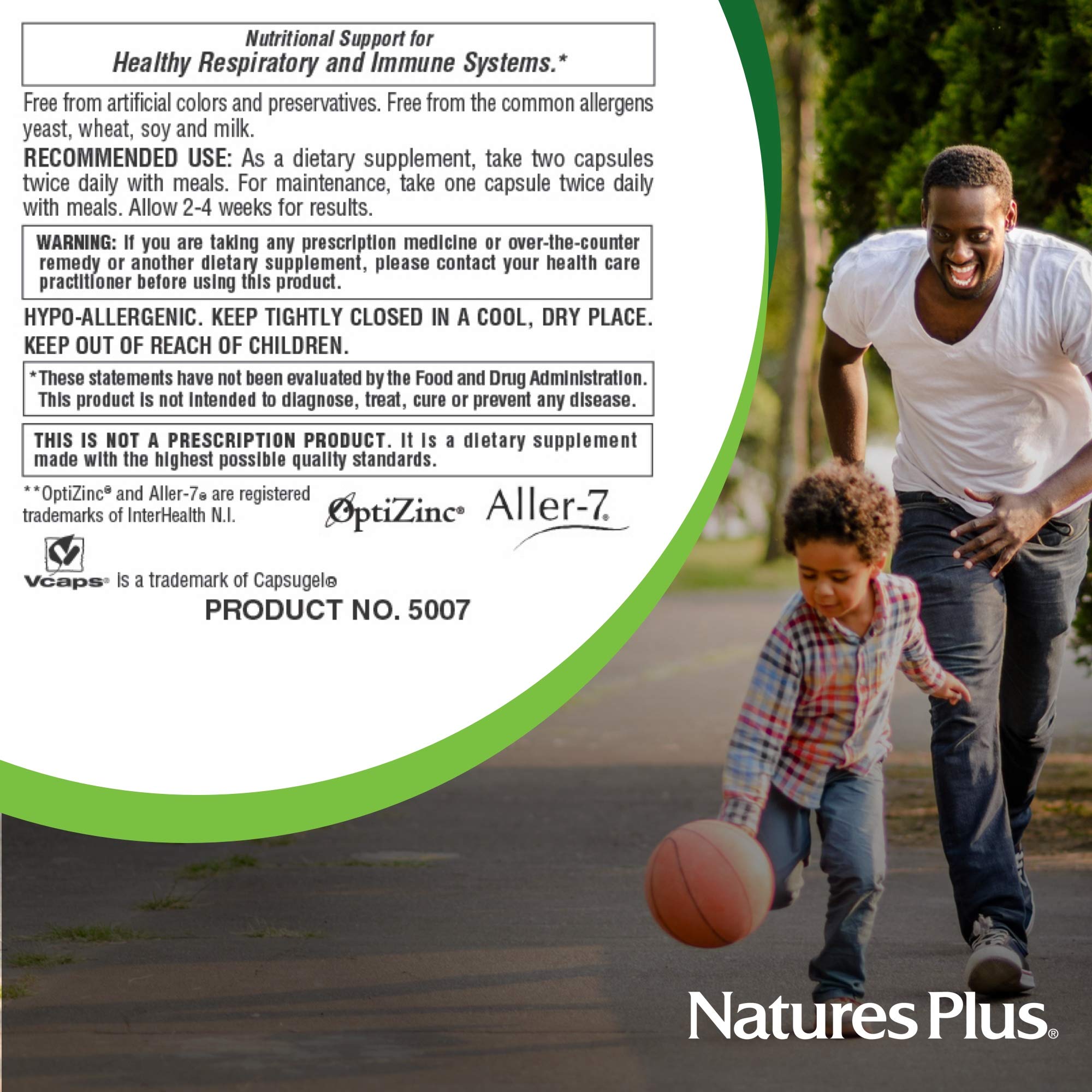 NaturesPlus Aller-7 Rx-Respiration capsule close-up highlighting non-drowsy formula.