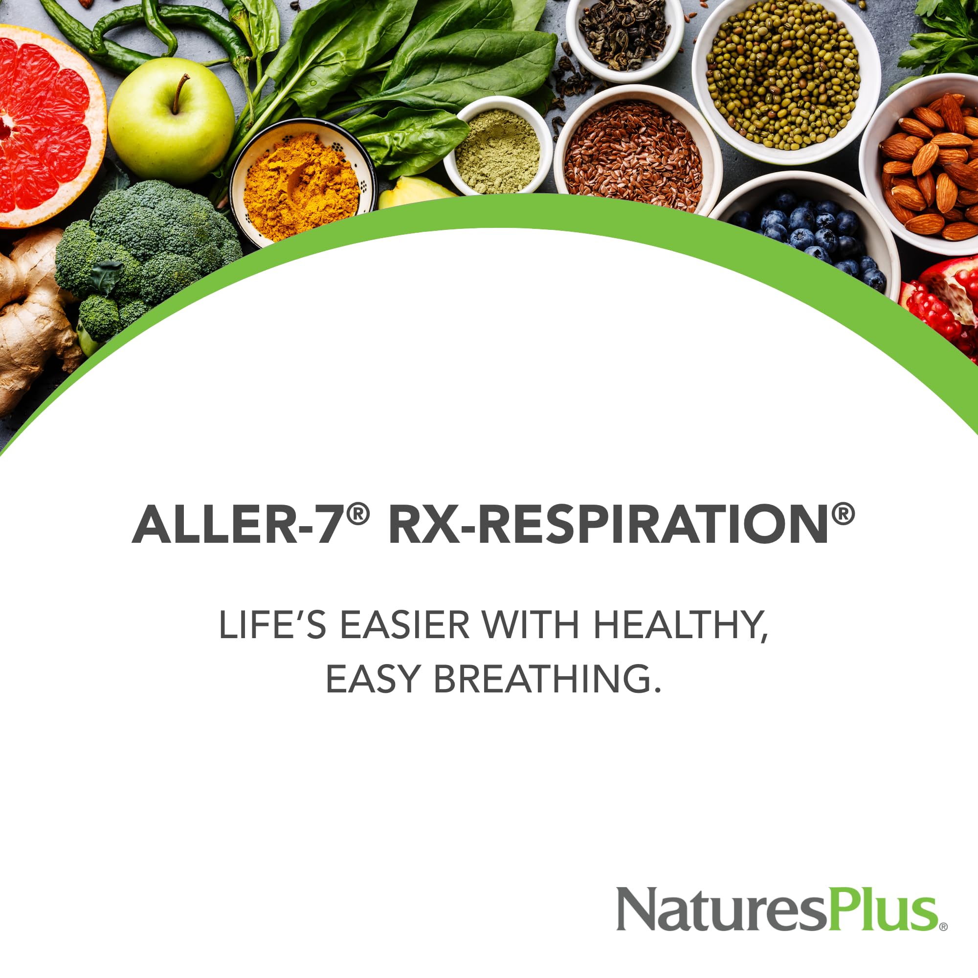 NaturesPlus Aller-7 Rx-Respiration capsules prepared for daily use.