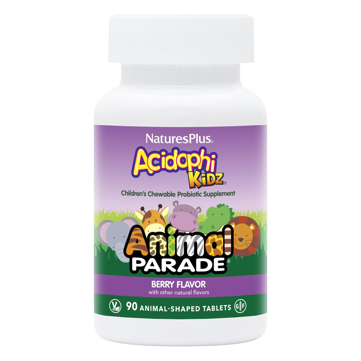 NaturesPlus AcidophiKidz bear-shaped chewables for kids support daily digestion