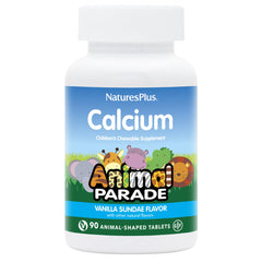NaturesPlus Animal Parade Calcium bottle front showing vanilla sundae flavor for bone health support