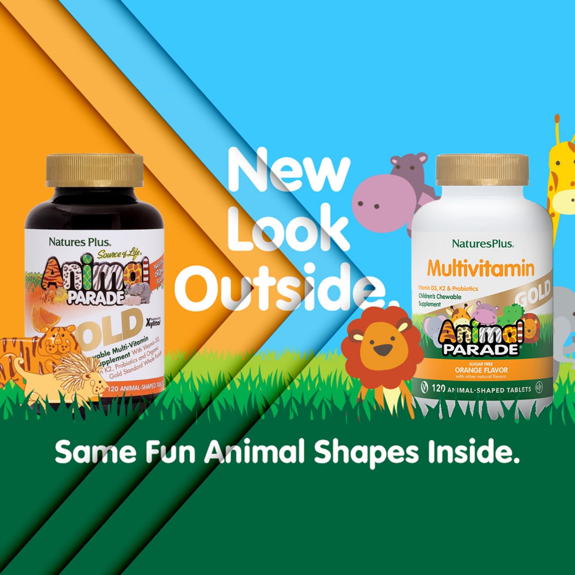 NaturesPlus Animal Parade shapes make vitamins fun and easy for children.