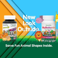 NaturesPlus Animal Parade dinosaur tablets, appealing chewables kids love.
