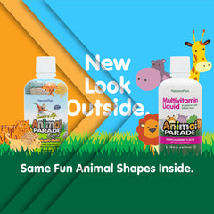 Dropper dispensing Animal Parade liquid for easy serving.
