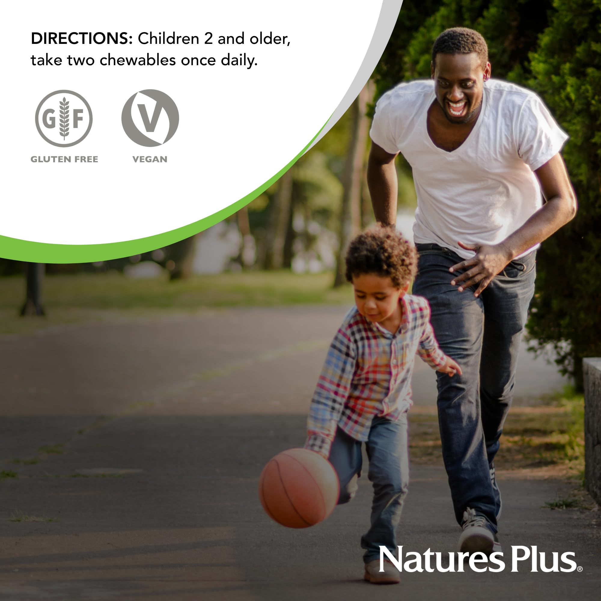NaturesPlus Animal Parade Gluten-free vegan formula for kids' nutrition.