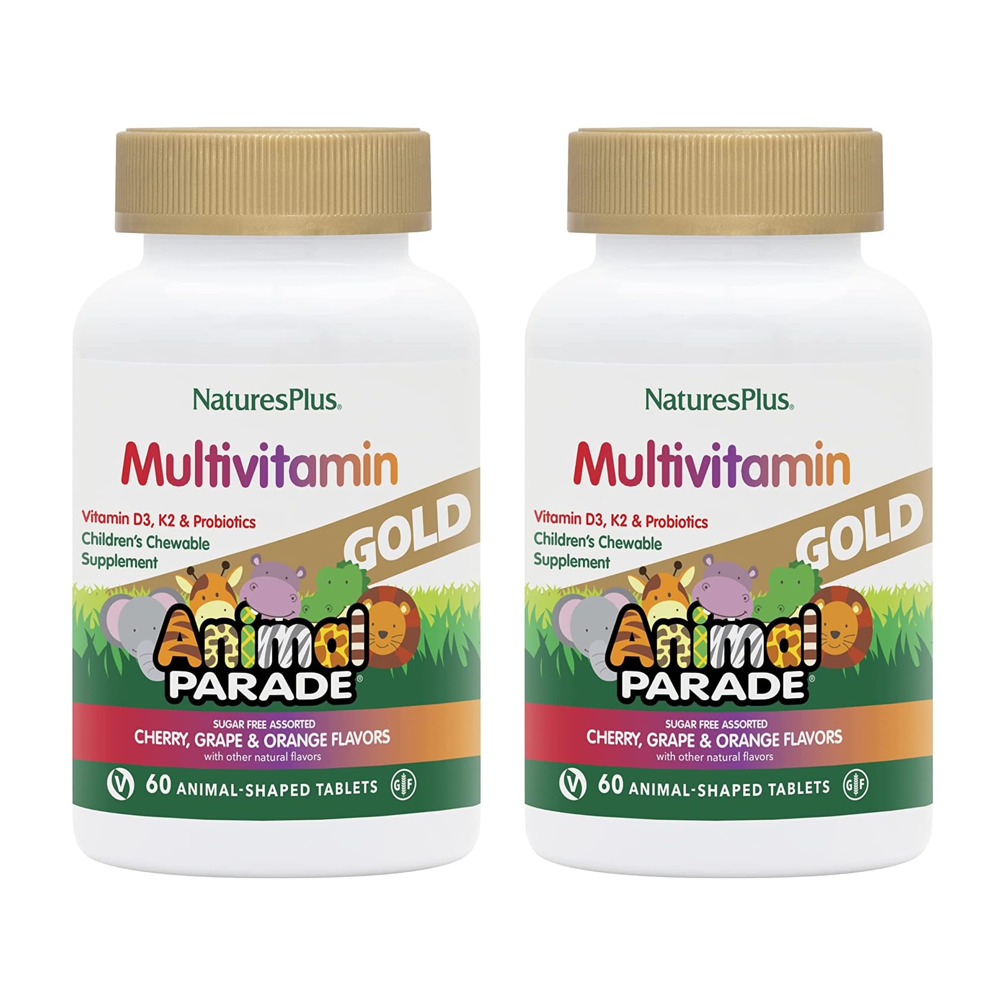 NaturesPlus Animal Parade Gold animal shapes chewables for kid-friendly daily nutrition