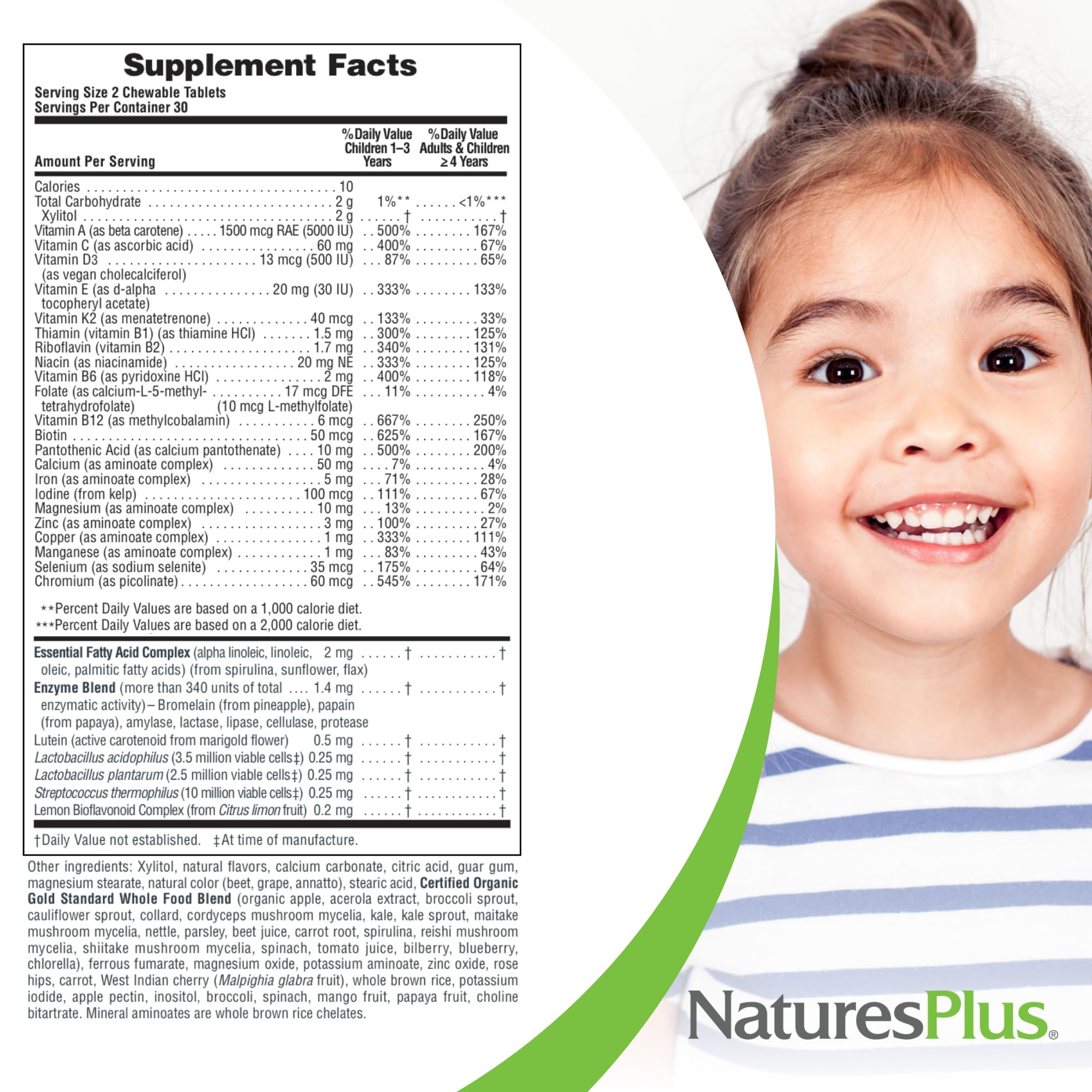 NaturesPlus Animal Parade Gold bottle with kid smiles supports daily habit formation