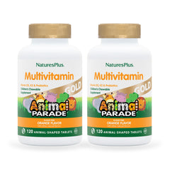 Nature'sPlus Animal Parade Gold orange chewables for kids, a tasty daily multivitamin.