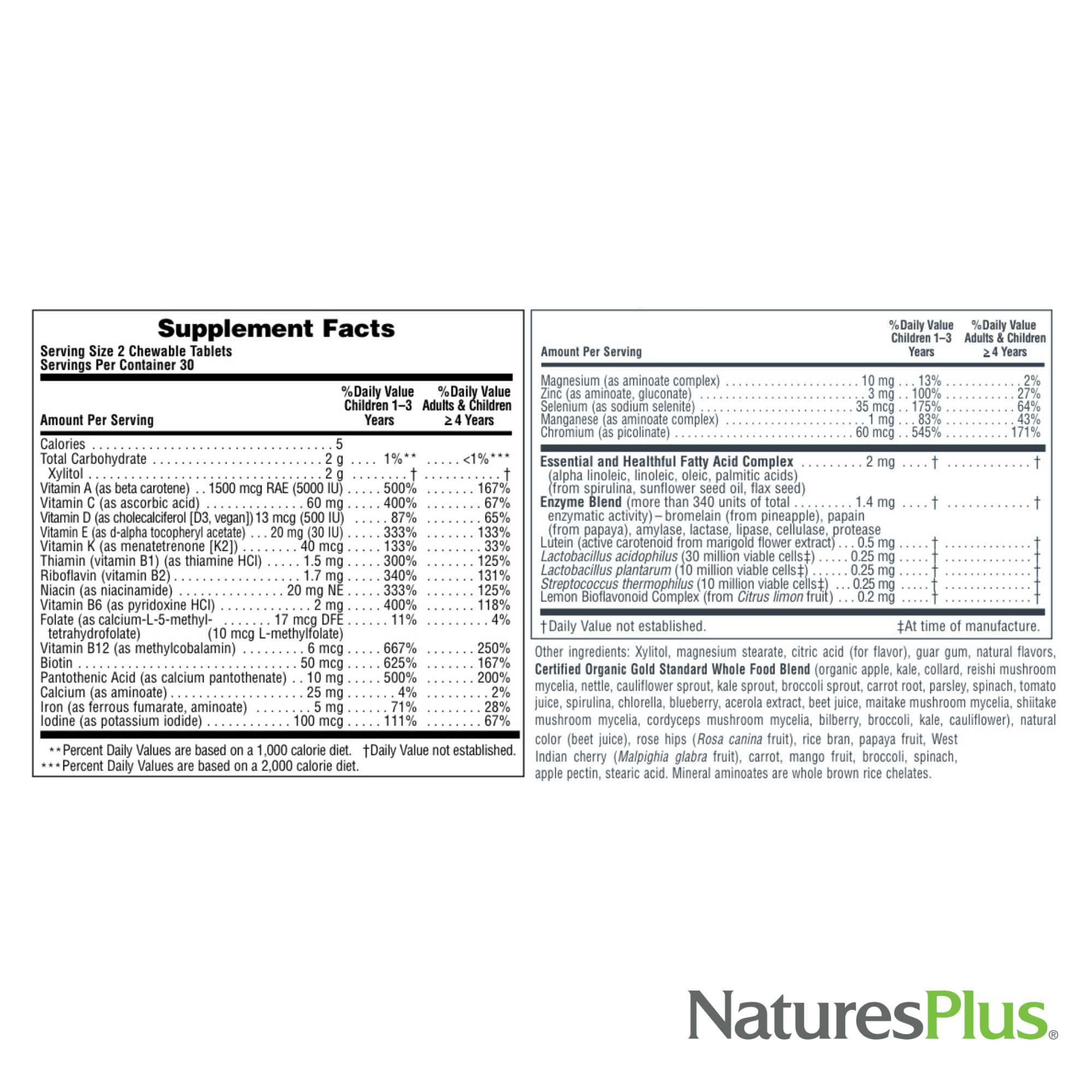 NaturesPlus Animal Parade Gold serving suggestion with two daily chews