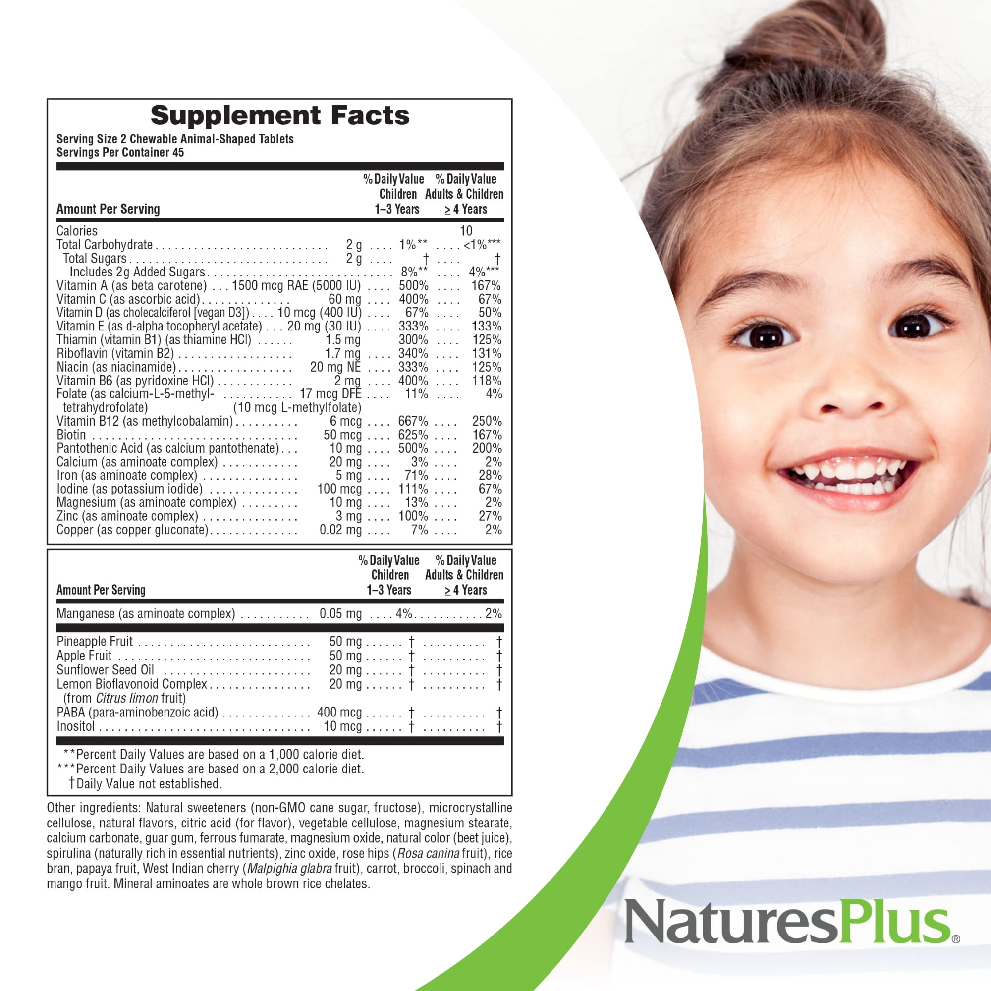 NaturesPlus Animal Parade vegetarian gluten-free formula on packaging