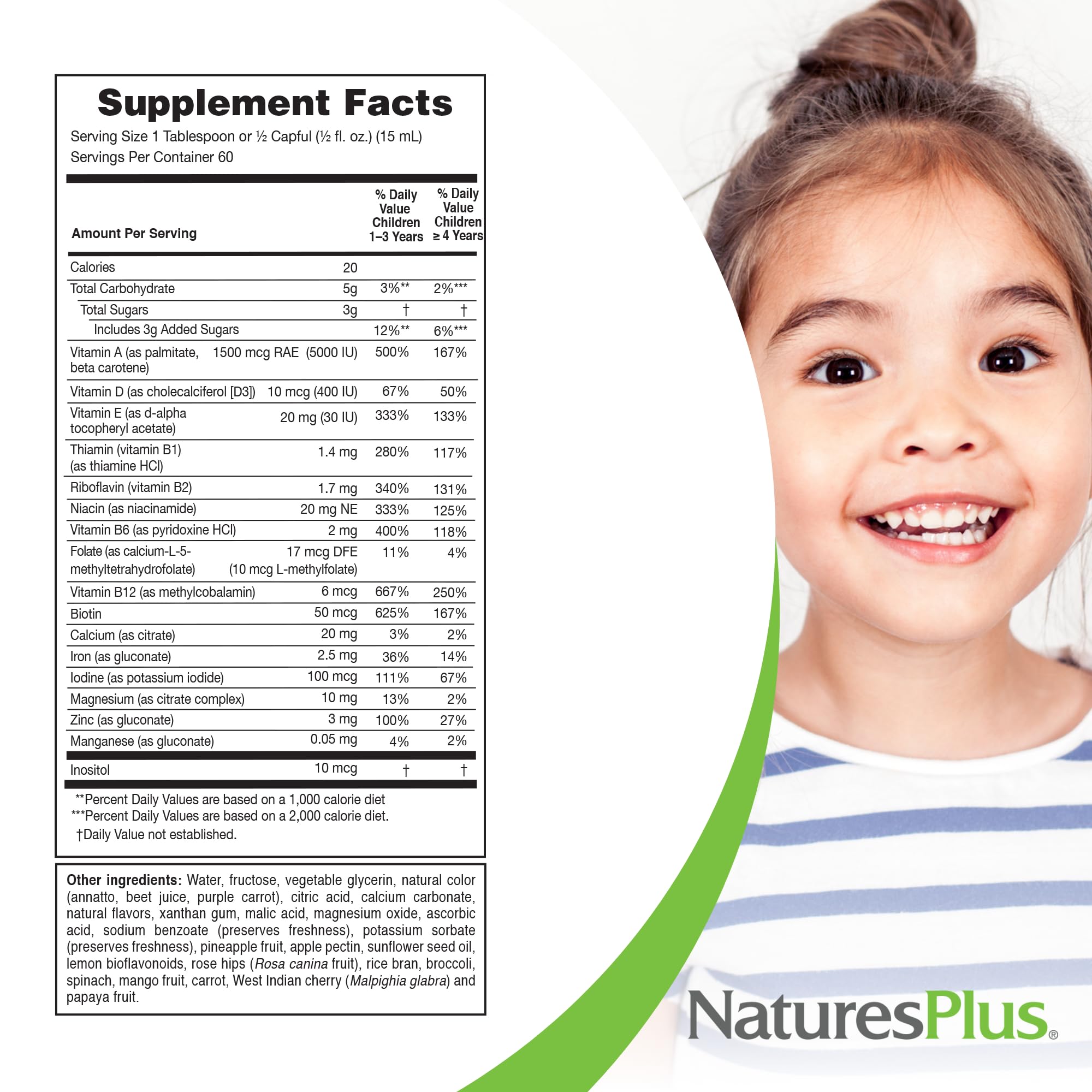 Nutrition label on Animal Parade highlights essential vitamins and whole food concentrates.