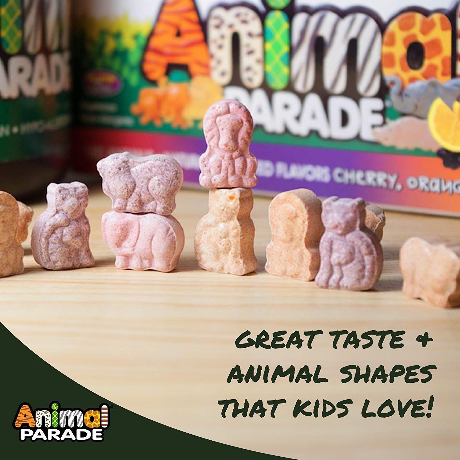 NaturesPlus Animal Parade MagKidz animal-shaped tablets support healthy activity and taste.