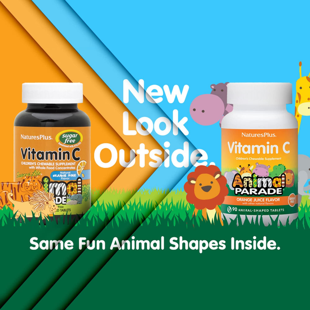NaturesPlus Animal Parade close-up shows vibrant orange-chew texture and flavor.