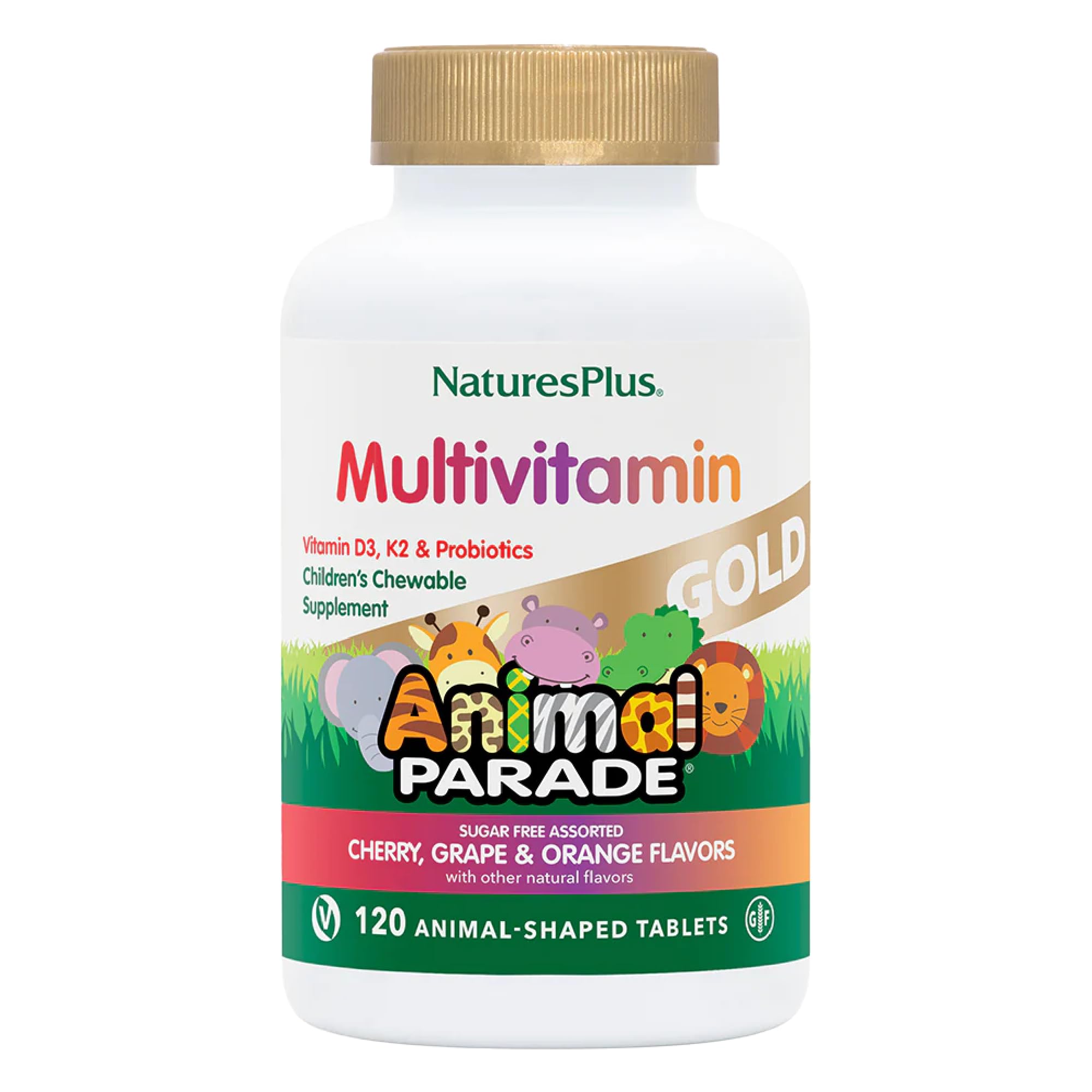 NaturesPlus Animal Parade packaging front with a colorful, kid-friendly design.
