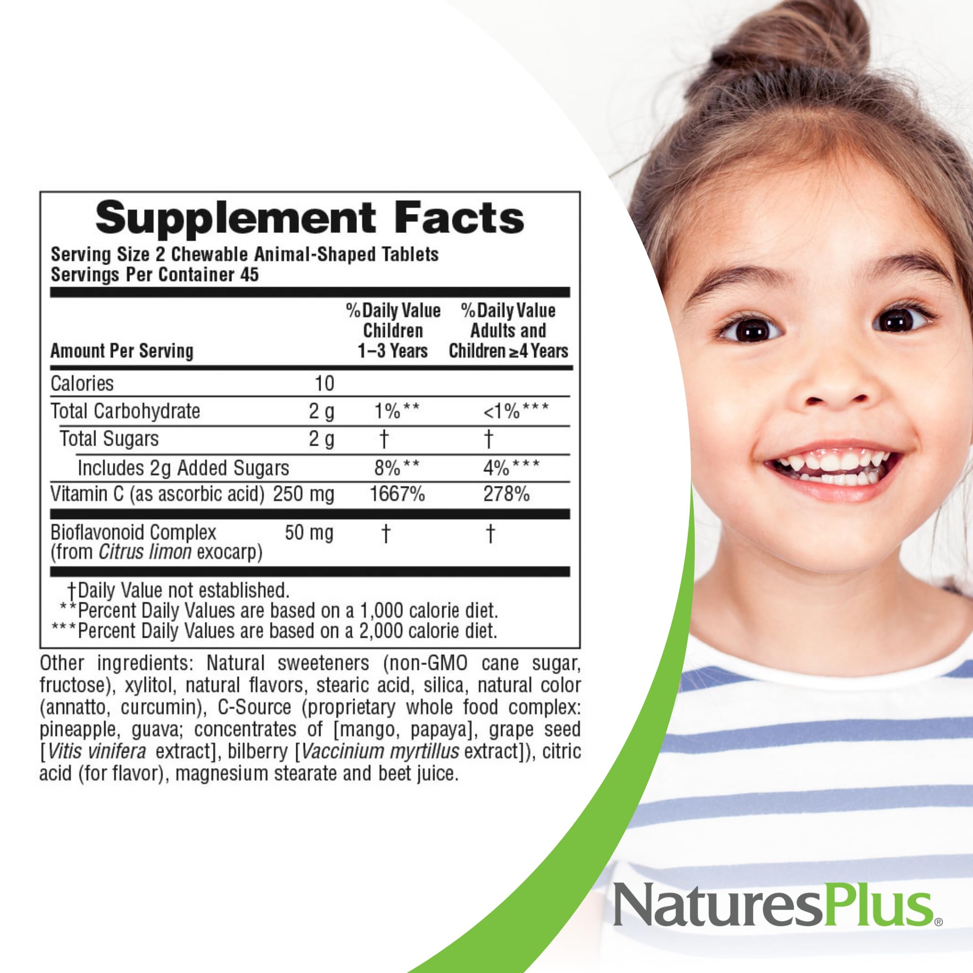 NaturesPlus Animal Parade packaging highlights vegan and gluten-free status.