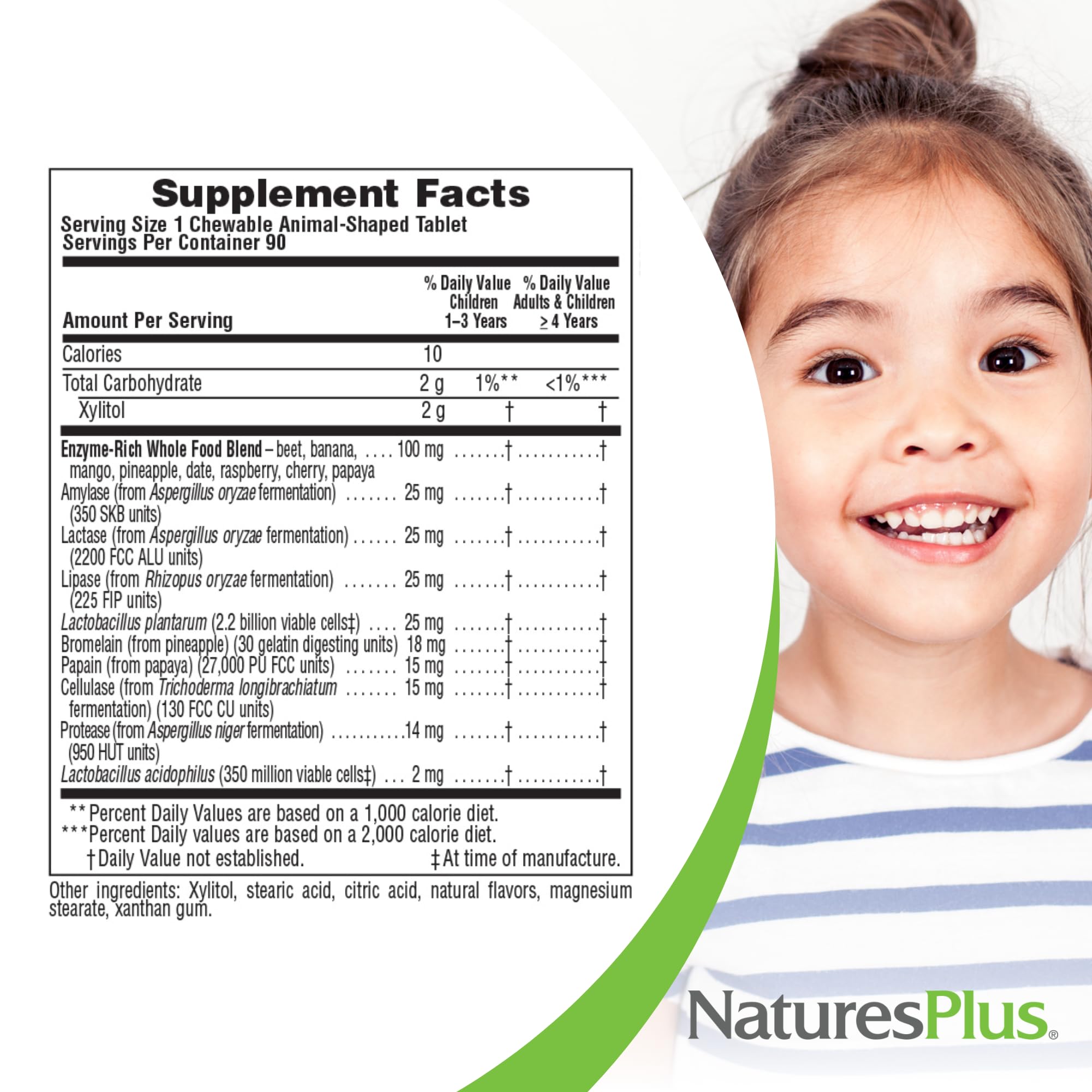 NaturesPlus Animal Parade Tummy Zyme probiotic blend supports balanced digestion in children.