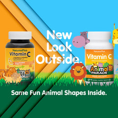 Orange-flavored Animal Parade chewables from NaturesPlus, kid-friendly.