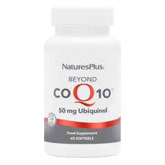 Nature'sPlus Beyond CoQ10 bottle front shows high-strength ubiquinol for daily energy support.
