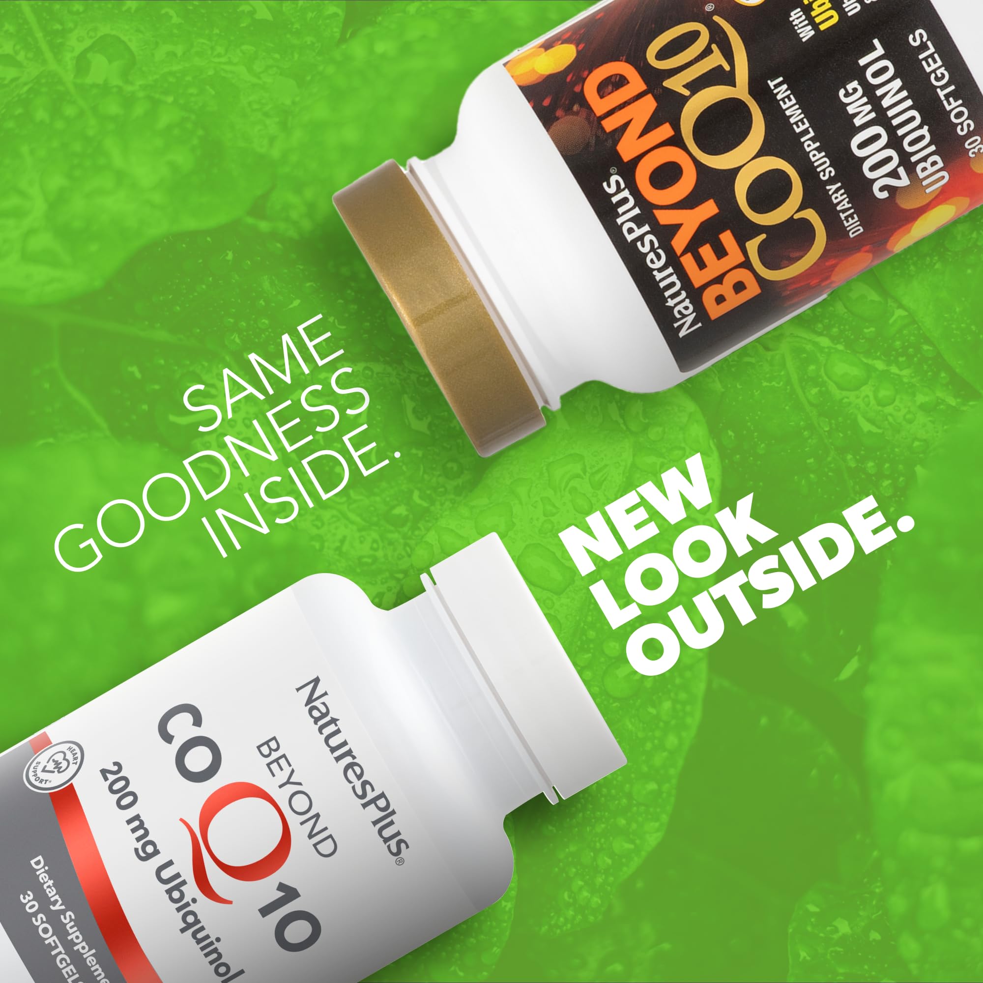 NaturesPlus Beyond CoQ10 softgels close-up highlighting high potency ubiquinol.