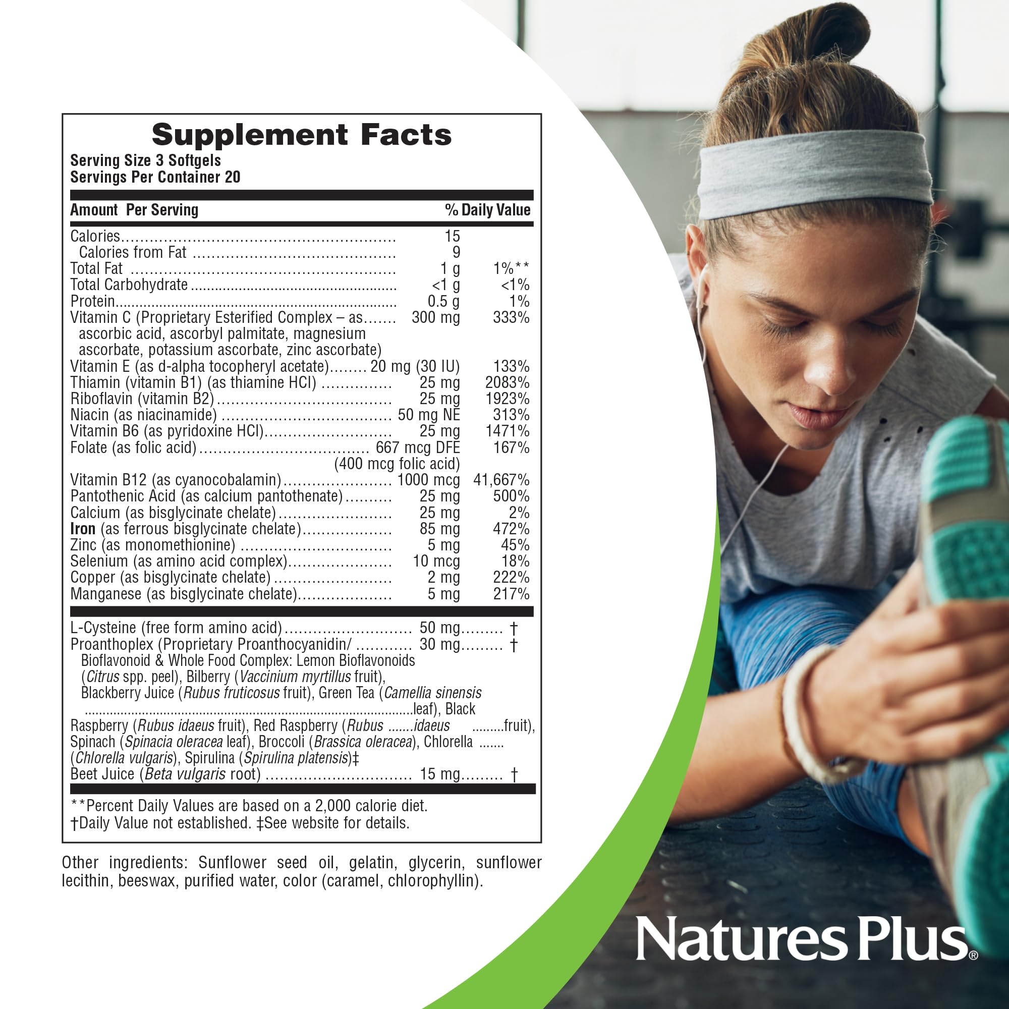 NaturesPlus Hema-Plex Iron bioflavonoids and vitamin C panel supporting mineral utilization