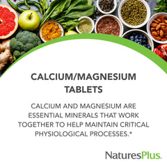 NaturesPlus Cal/Mag label-view emphasizes nutrition facts and vegetarian formula