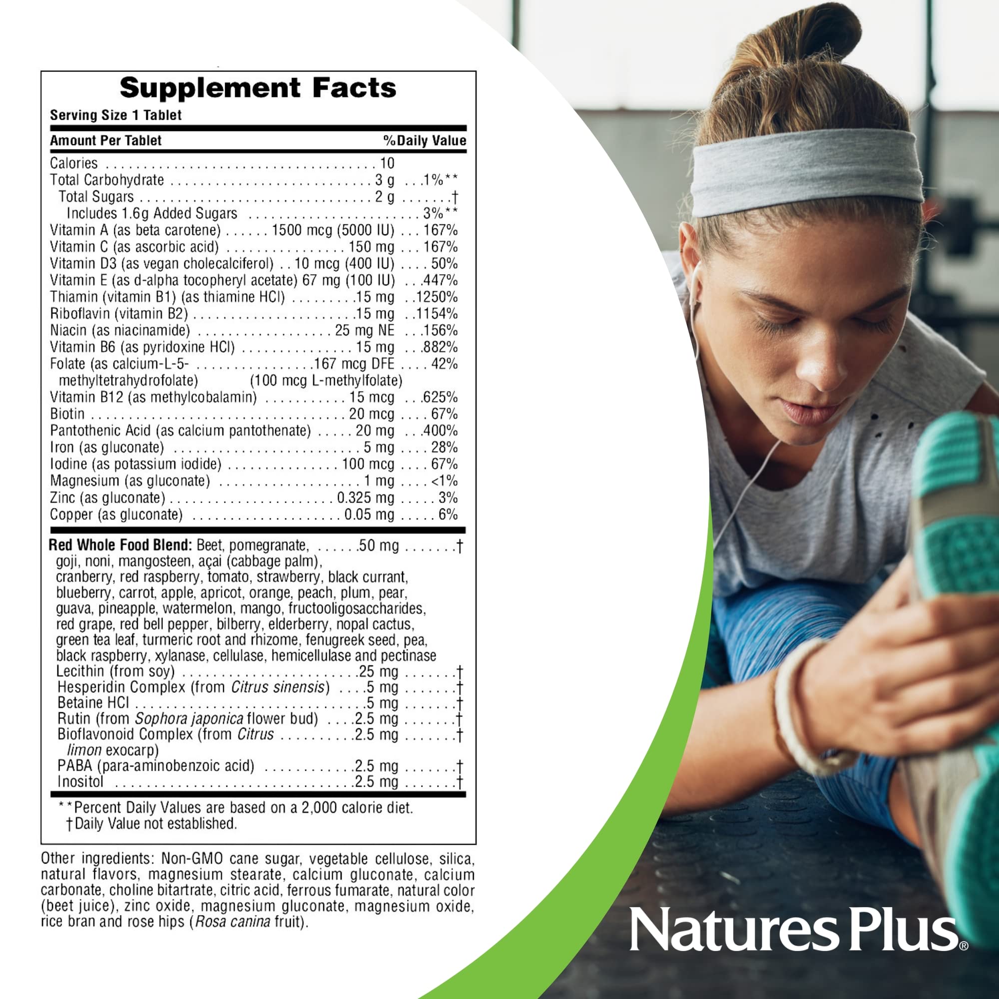 NaturesPlus chewable bottle featuring cranberry and acai nutrients for flavor and nourishment