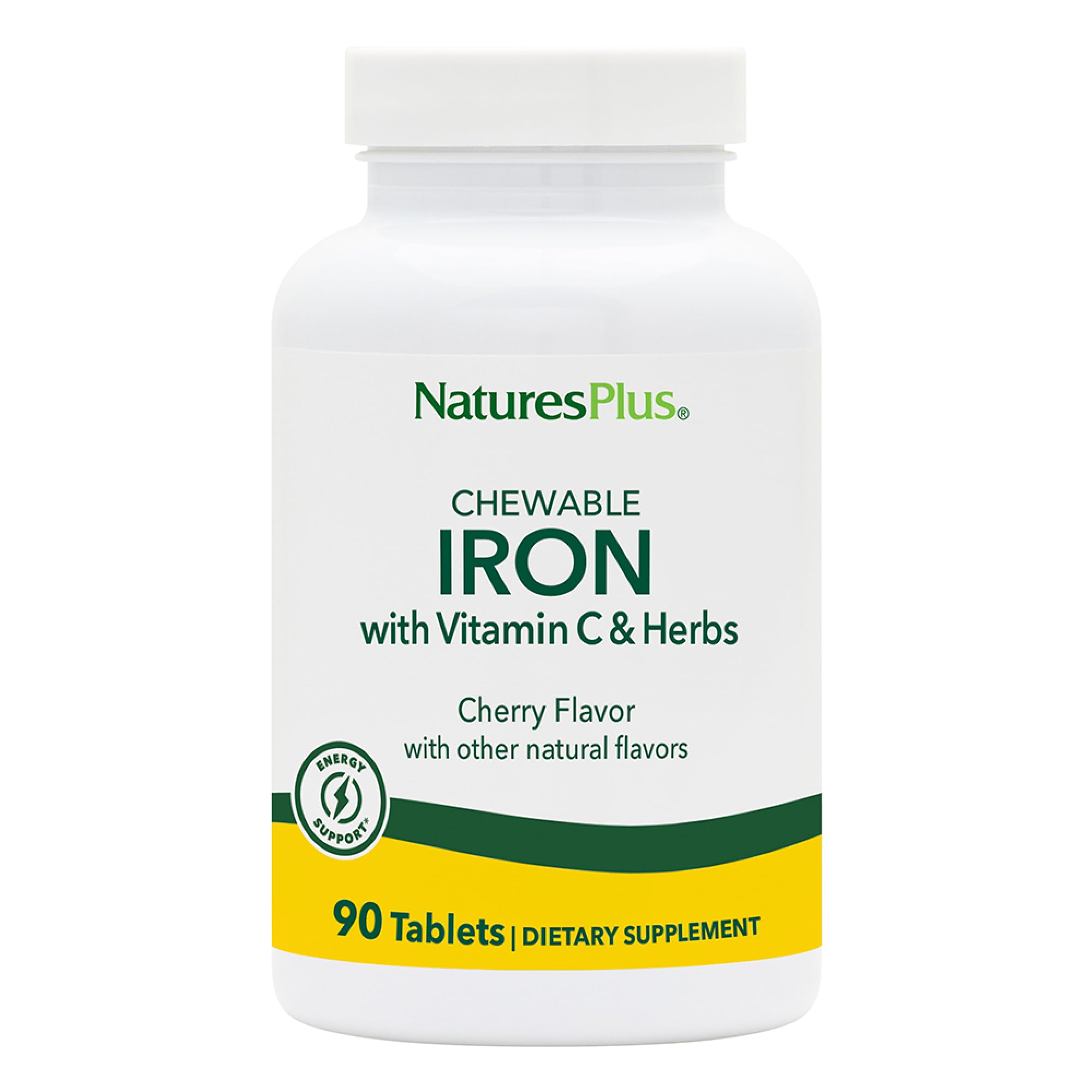 NaturesPlus Chewable Iron bottle view, convenient daily iron support