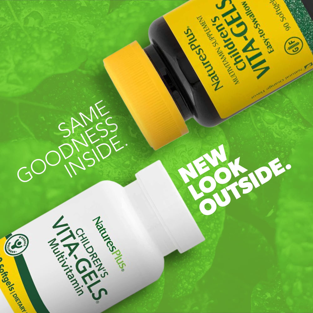 Close-up of Vita-Gels softgels outside the package highlighting easy swallowing