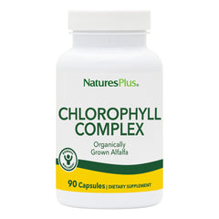 NaturesPlus Chlorophyll Complex bottle front for daily wellness with gluten-free formula.