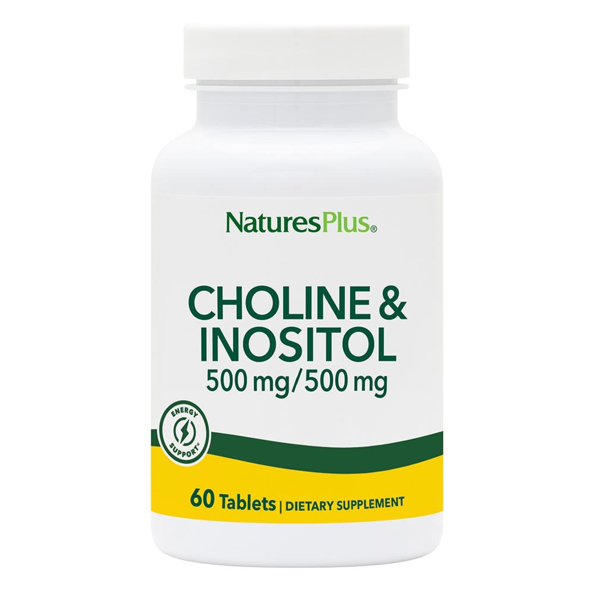 NaturesPlus Choline & Inositol bottle supports nervous system function.