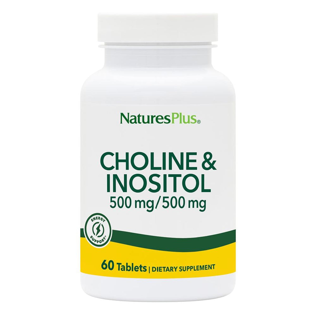 NaturesPlus Choline & Inositol bottle supports nervous system function.