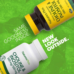NaturesPlus Choline & Inositol capsules support brain function and energy metabolism.