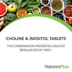 NaturesPlus Choline & Inositol label highlights a clean, allergen-free formula.