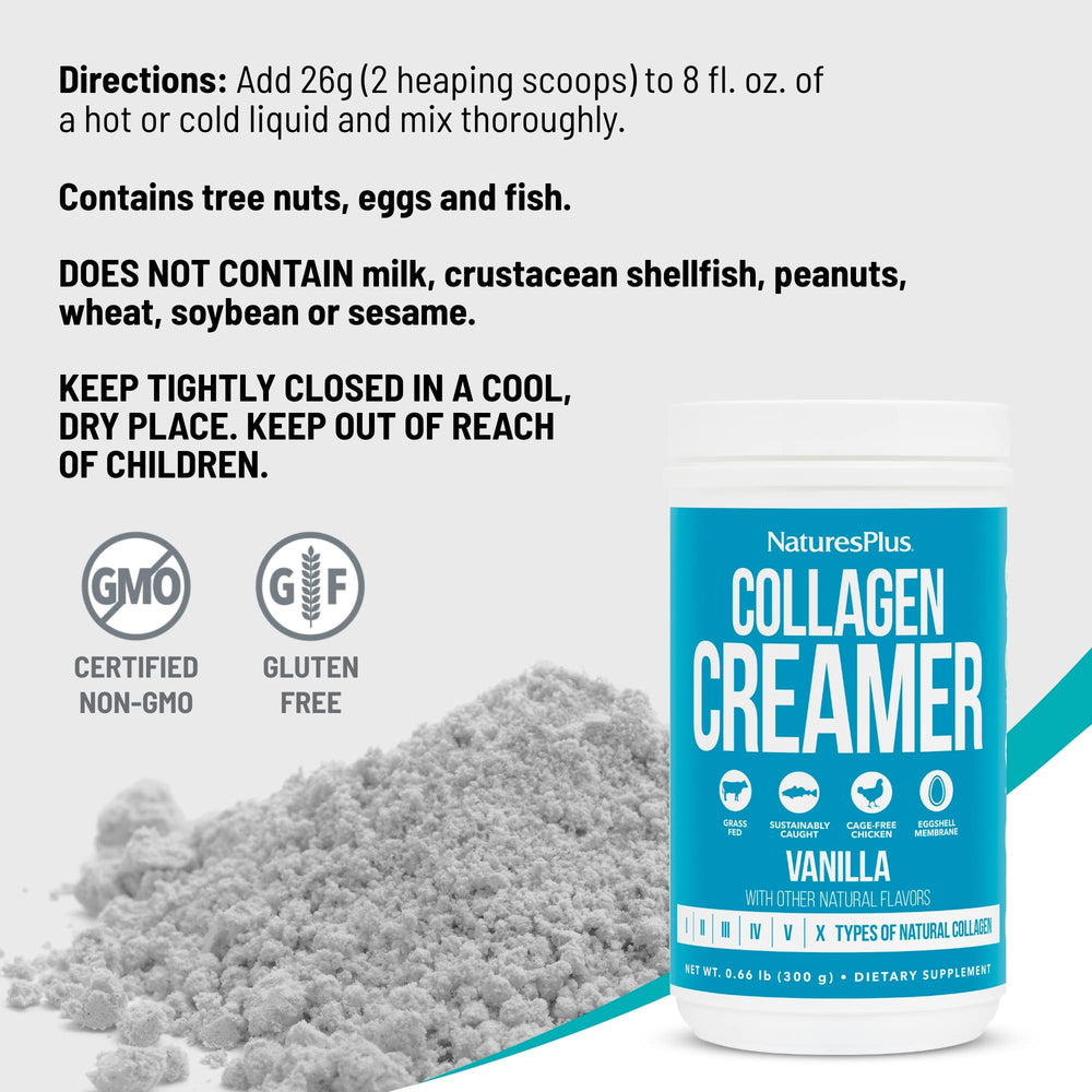 Spoon of collagen creamer beside coffee, ready to blend into morning routine