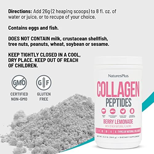 NaturesPlus Collagen Peptides Berry Lemonade smoothie with fresh berries.